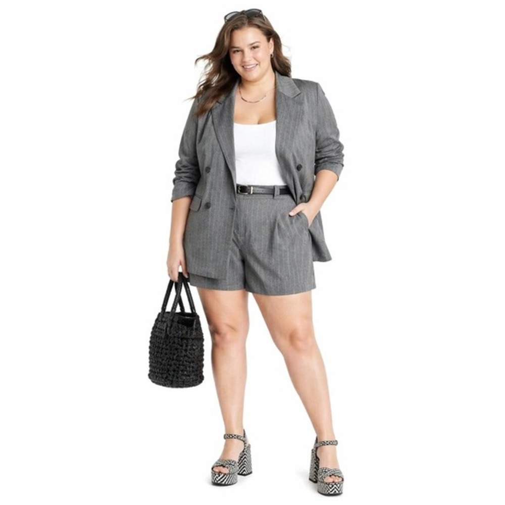 Women's Double-Breasted Gray Pinstripe Blazer – A‎ New Day XXL – New With Tags